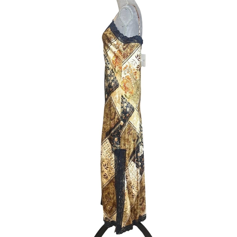 Y2k Satin Patchwork Western Maxi Slip Dress L Festival Rodeo Cowgirl Summer - Picture 8 of 15